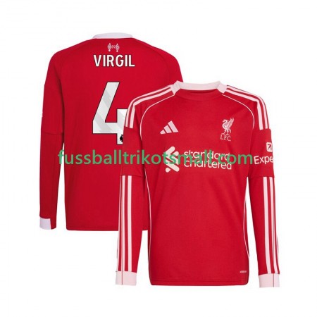 Fußballtrikots Liverpool Virgil van Dijk 4 2025-2026 Langarm Heimtrikotsatz kaufen